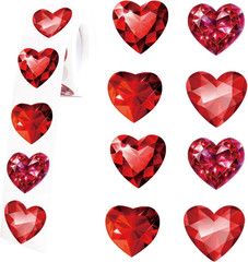 Diamond Heart Stickers,500Pcs Valentine’S Heart Simulated Gemstone 1 Inch Packag