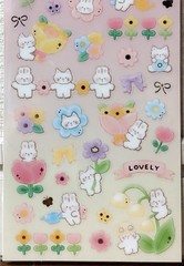 GAIA Fluffy World Flower Sticker Lovely Animal Cat Kitten Rabbit MADE IN JAPAN