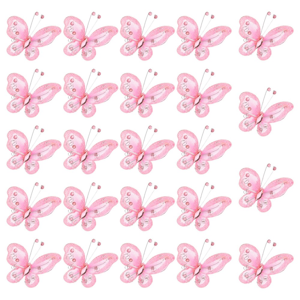24Pcs Butterflies for Crafts, 2.2″ Organza Butterflies, Light Pink