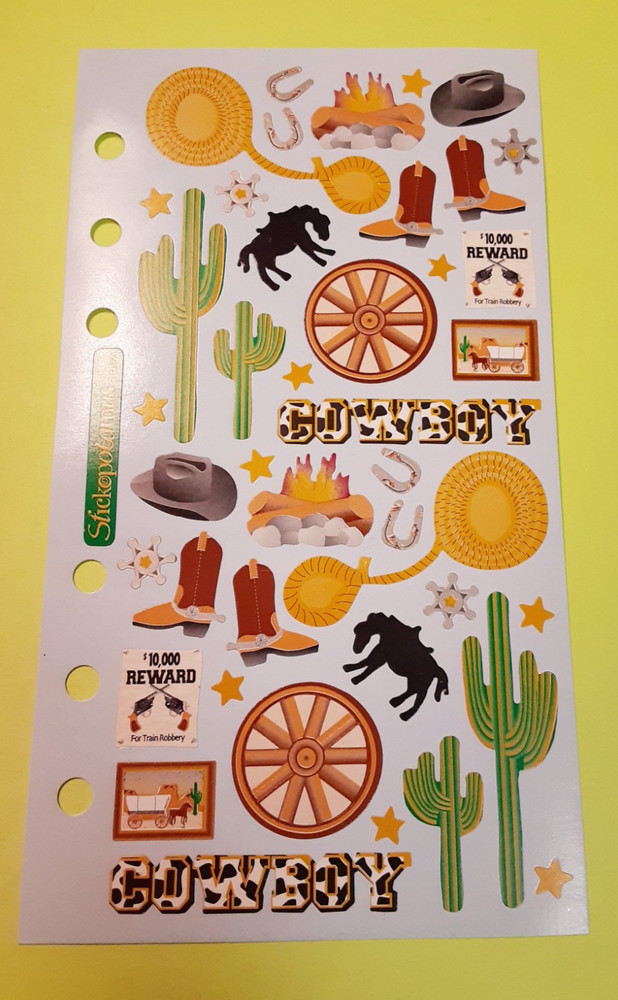 vintage Stickopotamus cowboy sticker sheet