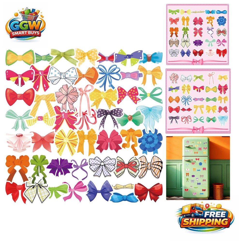 Adorable 50PCS Bow Stickers – High-Quality Aesthetic Vinyl Decor for Any Surface