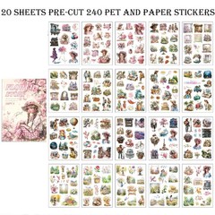Auguro Scrapbook Stickers 20 Sheets 240 Pre-Cut Washi Flower Story