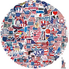 100 Pcs 4th of July Patriotic Waterproof Vinyl Stickers for Water Bottles Lap…