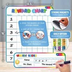 Magnetic Reward Chart for Kids, 127 Stickers, 30 Chores, Fridge Star Chart