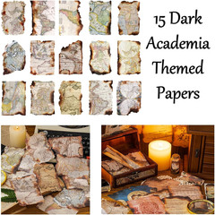 Vintage Aesthetic Scrapbook Supplies Kit with Scrapbook Paper, Stickers, Bookmar