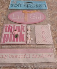 SOFT SPOKEN ME & MY BIG IDEAS Baby Girl Embellishments stickers NEW