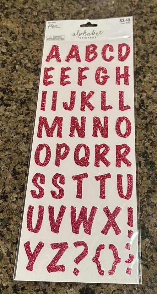 The Paper Studio Dark Pink Glitter Alphabet Stickers 1 Sheet 1 1/4″