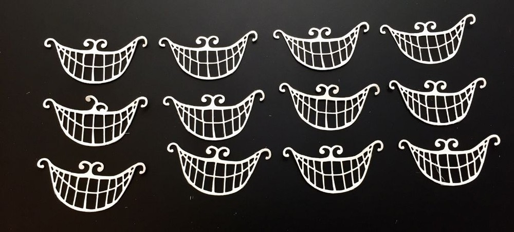 Wonderland Die Cuts * Cheshire Cat’s Grin * Set of 12 * Black or White Cardstock