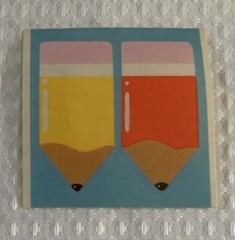 Vintage Hallmark Red & Yellow Pencils Stickers on ~3 x ~3 Inch Sticker