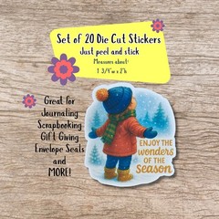 Christmas winter themed sticker seals set of 20, Christmas envelope seals
