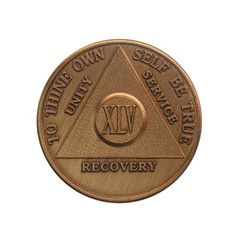 45 Year AA Medallion Traditional Bronze Raised Center Sobriety Token Chip