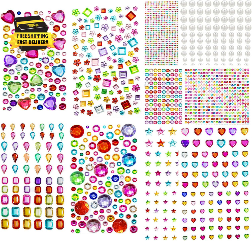 2774PCS Gem Stickers, Self Adhesive Gems for Crafts, Acrylic Bling Heart Sticker