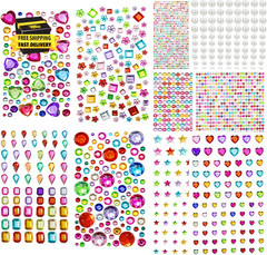 2774PCS Gem Stickers, Self Adhesive Gems for Crafts, Acrylic Bling Heart Sticker