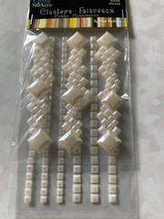 CRYSTAL STICKER 2 SHEETS CLUSTERS WHITE PEARL SQUARE CLUSTERS MULTI-SIZE 9PCS