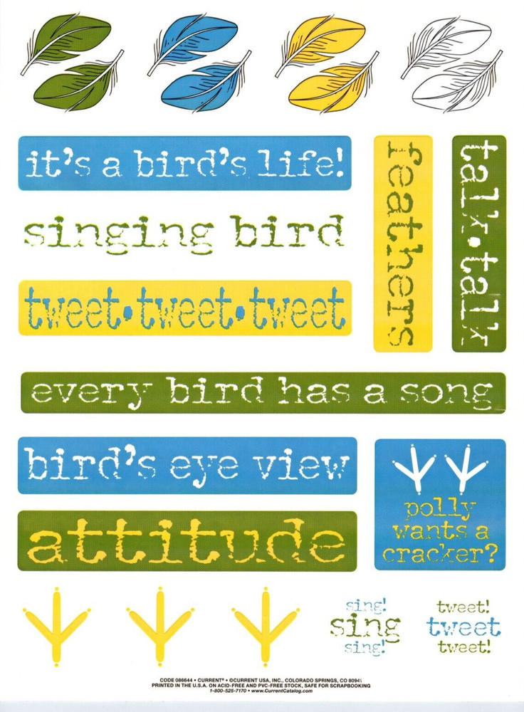 BIRD WATCHING Current 8.5″ x 11.5″ Sticker Sheet Scrapbooking Stickers M525