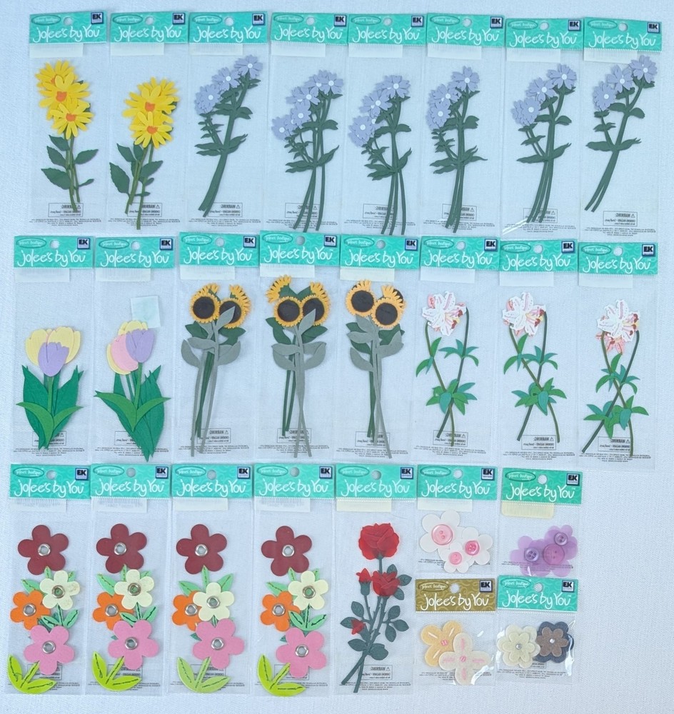 Lot 25 Packs Jolee’s Boutique Flower Stickers Long Stem Mixed Bulk Floral