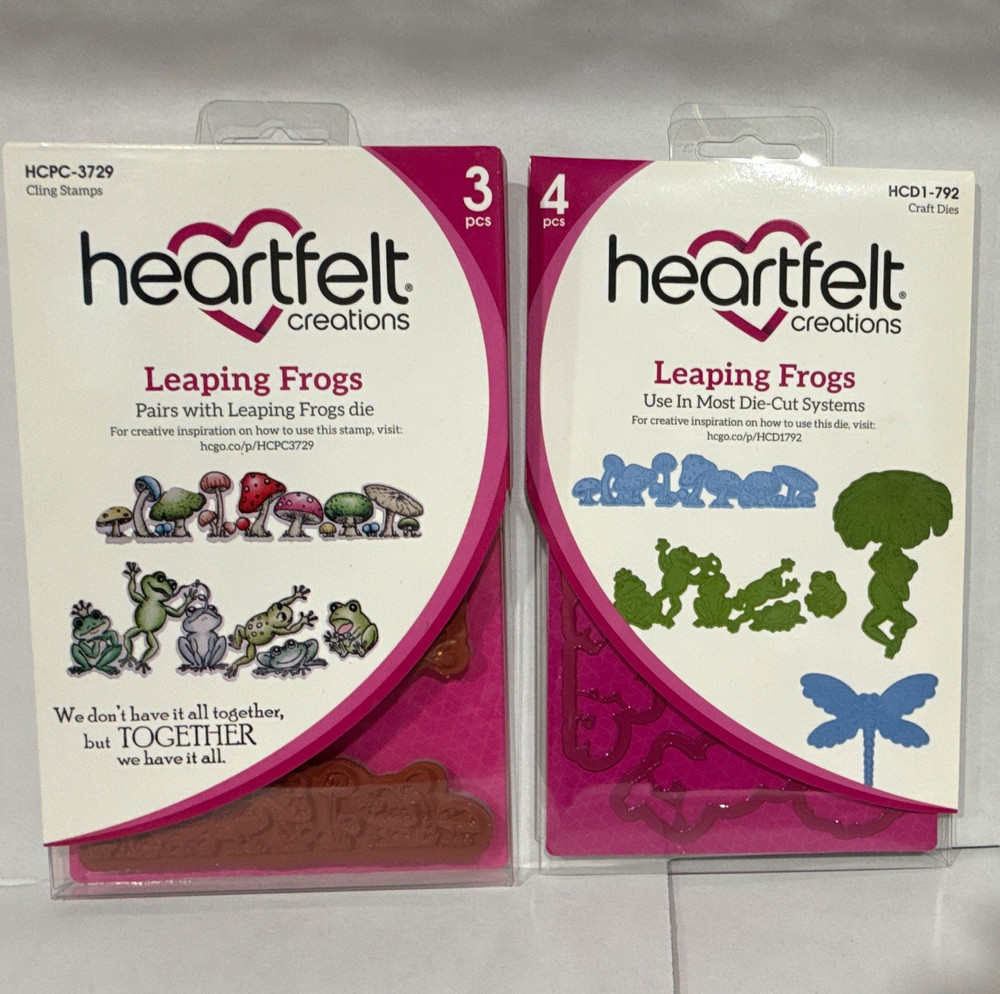 Heartfelt Creations Leaping Frogs Stamps Craft Die Set, 4pcs Green/Blue HCD1-792