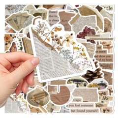 50pcs RETRO COTTAGECORE Vintage Stickers,Aesthetic Victotia Flowers Peacock,201