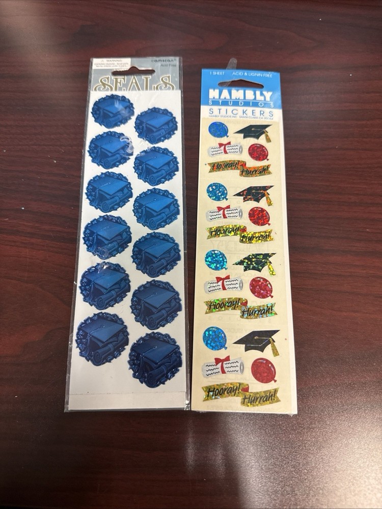 2 Brand New Packages Graduation Scrapbook Stickers, Hambly , Seals