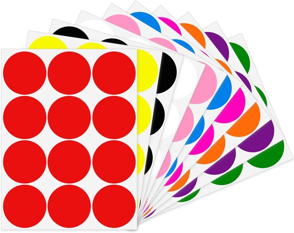 2 Inch Removable Stickers Large Colored Dot Stickers Big Waterproof round Circle