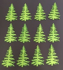 Christmas Die Cuts * 12 Little Christmas Trees * Glitter Foam * White Green Red