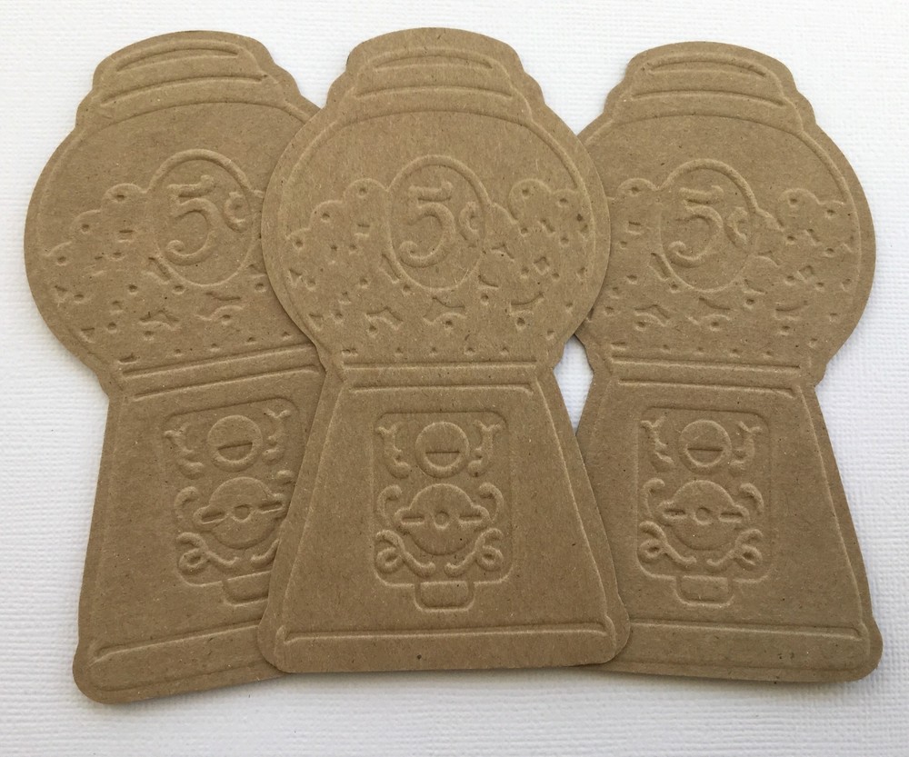 {4} *Embossed Gum Ball Machine* Bare Candy Chipboard Die Cuts – 2 1/2″ x 4 5/8″