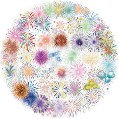 50PCS Transparent Watercolor Fireworks Sticker,Cute Colorful Burst Patterns Stic