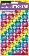 Trend Colorful Smiles Sparkle superSpots Stickers, Classroom Incentives, 400 Cou