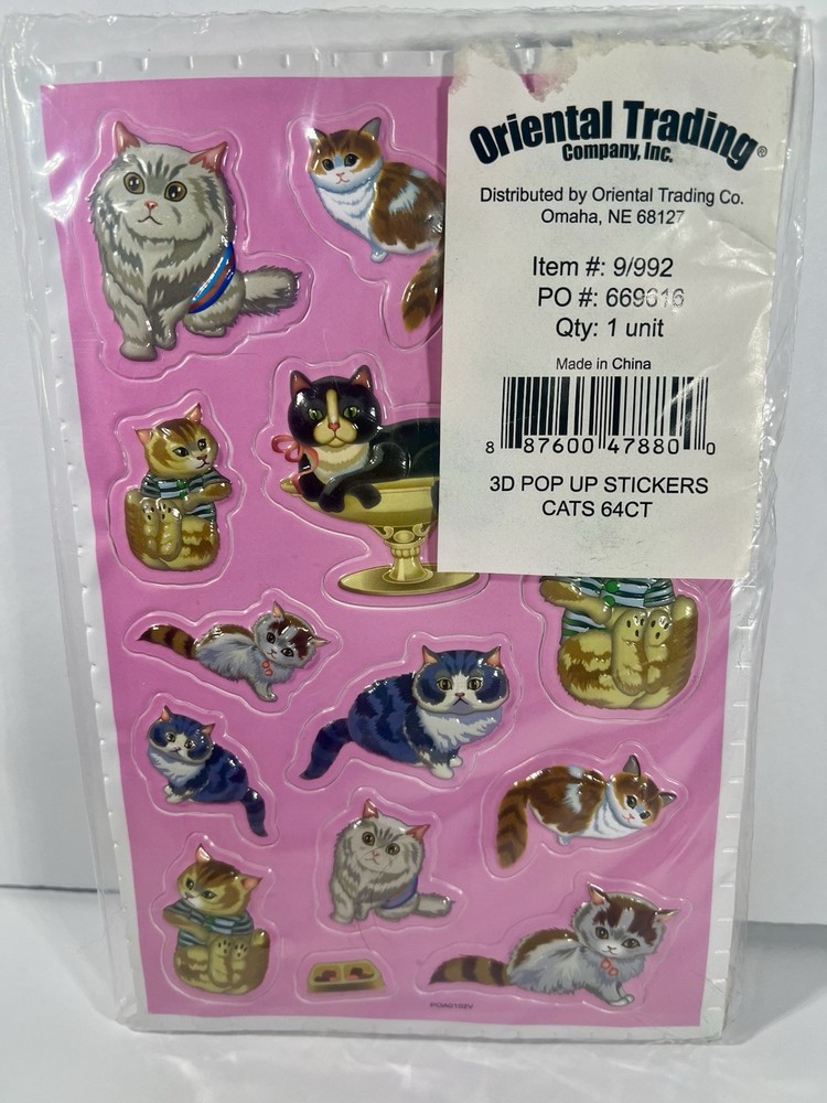 Oriental Trading Company 3D Pop Up Stickers Cats Item # 9/992