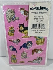 Oriental Trading Company 3D Pop Up Stickers Cats Item # 9/992