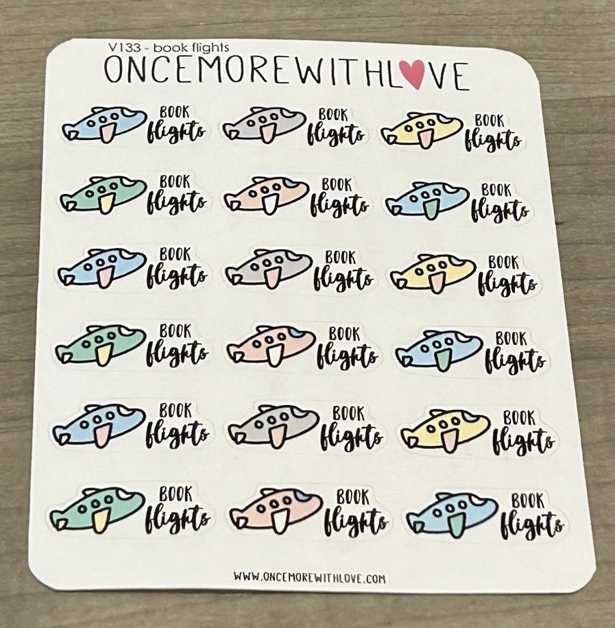NEW Once More With Love ❤️ “Book Flights” ✈️ Sticker Sheet OMWL Stickers