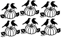 CROW SITTING ON FANCY PUMPKIN IN A PATCH SILHOUETTE DIE CUT/ CUTS (BLACK, ORANGE