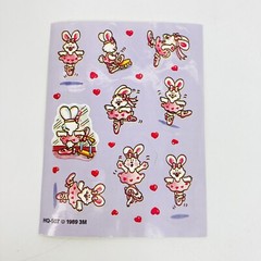 Vintage 3M Ballerina Bunny Ballet Dance 1989 Stickers Sheet