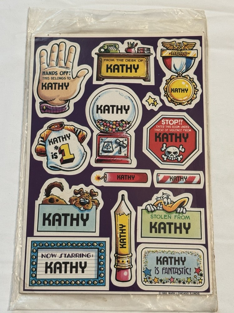 Vintage 80’s Kathy Stickers By Mark I, missing 1 Sticker