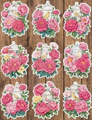 Birdcage Flowers Die Cut Vinyl Stickers Set Scrapbooking Laptop Water Bottle
