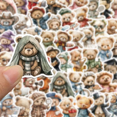 55pcs Cute Teddy Bear Stickers Waterproof Adorable Decals for Phone Case Laptop