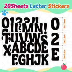 Letter Stickers Large Bulletin Board Letters for Classroom, 20 Sheets 250 Pcs Al
