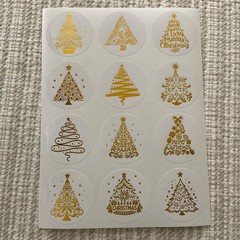 24 Gold Foil Christmas Stickers, 1.5” Holiday Envelope Seals, Gift Labels