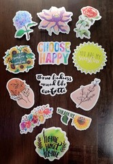 STICKERS x 12 Positive Affirmation Choose Happy You are My Sunshine Flowers 23Y5
