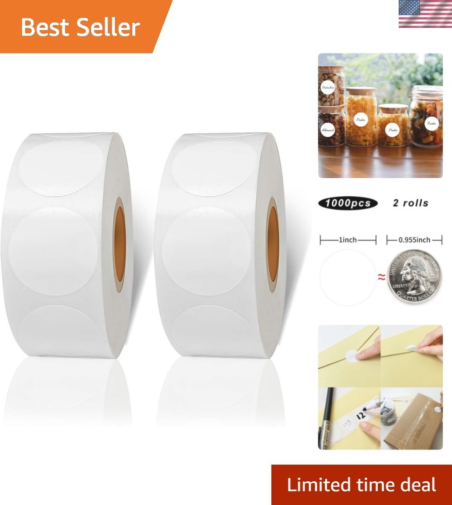 White Dot Stickers, 1 inch Blank Circle Stickers, 1000Pcs White Round Price S…