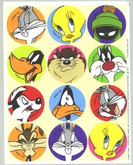 Looney Tunes Stickers 1997 Bugs Bunny Daffy Duck Tweety Wile Coyote 3 Sheets!