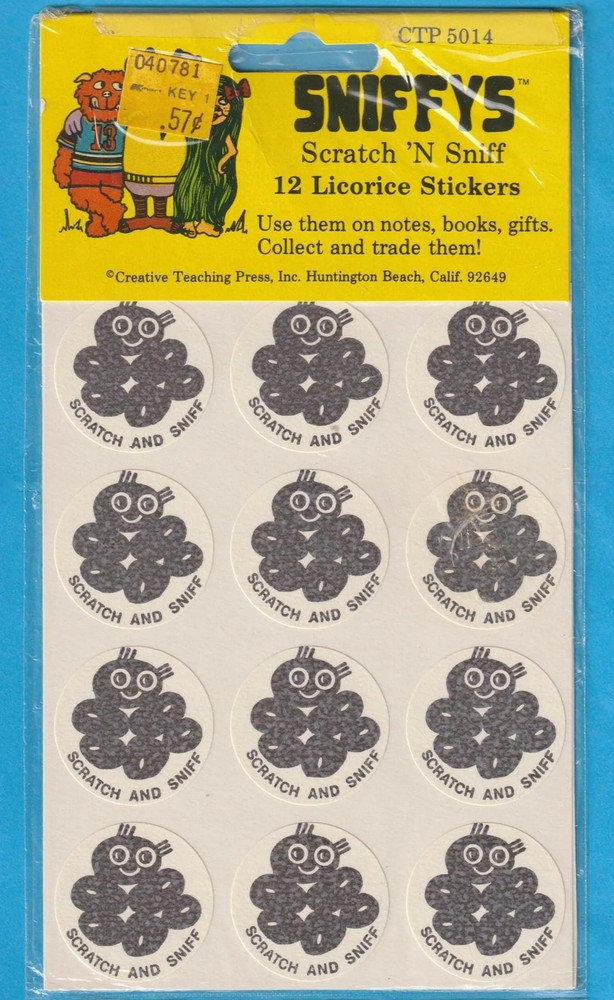 Vintage CTP 1977 Scratch & Sniff Stickers LICORICE