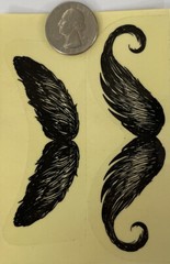 BLACK MUSTACHE Mylar Stickers (2pc)4-1/2″x3″)Men’s•Style•Wax•Hair •Face•Combing•
