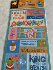 AMERICAN TRADITIONAL DESIGNS STICKERS QUEEN OF THE BEACH EMBOSSED GLITTER 23 PCS