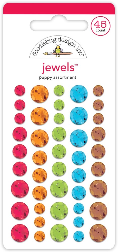 Crafts Doodlebug Jewels Puppy Assortment Primary Colors Blue Red Large Small Gem