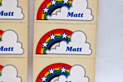 VTG 1982 MATT Name DropperS Stickers NOS Rainbows Stars Clouds – 8 clear decals
