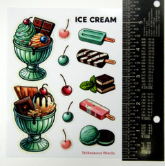 Ice Cream Sundae Cherries Popscicles Ice Cream Sandwich Sticker Sheet