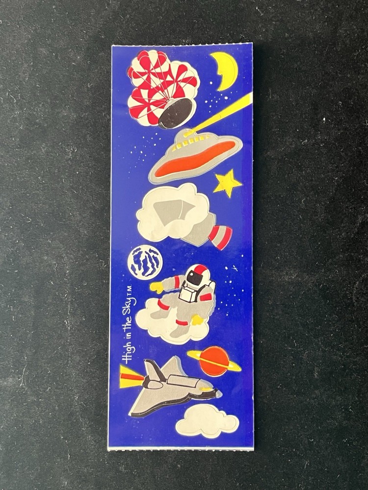 Sandylion Vintage Sticker High in the Sky Astronaut UFO Space Unpeeled