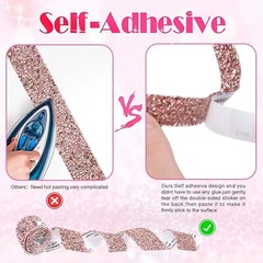 4 Widths Rose Gold 2mm Rhinestone Crystal Diamond DIY Decor Strip Sticker Decal