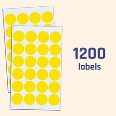 1200 Pack, 1″ Round Dot Stickers Circle Labels – Yellow
